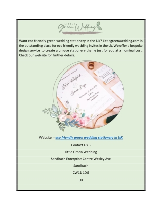 Eco Friendly Green Wedding Stationery in UK  Littlegreenwedding.com