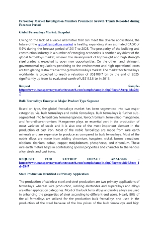 Ferroalloy Market Investigation Monitors Prominent Growth Trends Recorded during