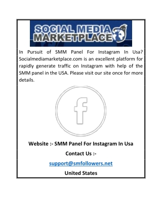 SMM Panel For Instagram In Usa |Socialmediamarketplace.com