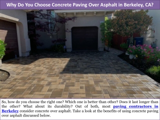 Why Do You Choose Concrete Paving Over Asphalt in Berkeley