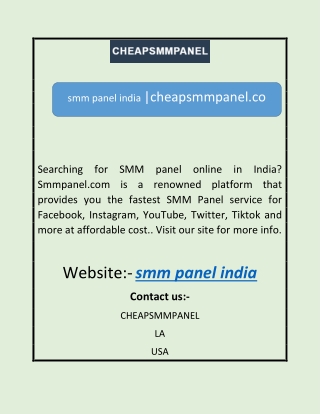 smm panel india |cheapsmmpanel.co