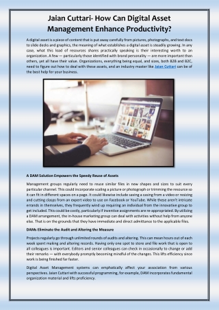 Jaian Cuttari- How Can Digital Asset Management Enhance Productivity