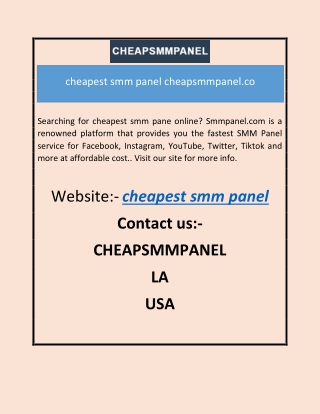 cheapest smm panel |cheapsmmpanel.co