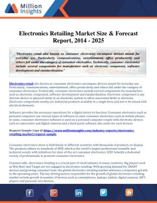 Electronics Retailing Market Size & Forecast Report, 2014-2025