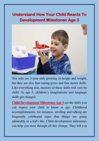 Understand How Your Child Reacts To Development Milestones Age 3