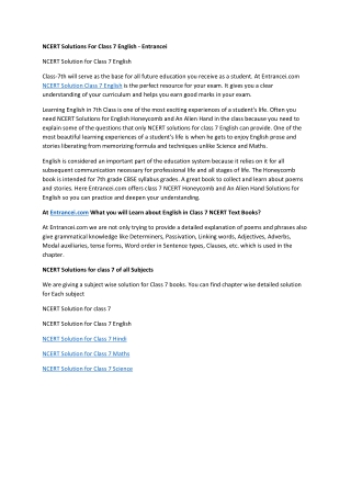 Ncert solutions for class 7 english