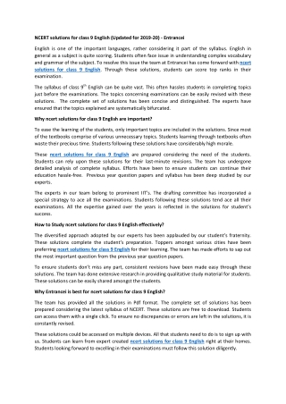Ncert solutions for class 9 english
