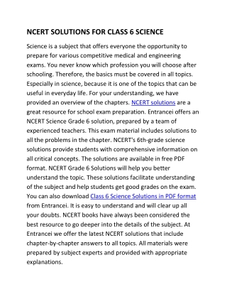 NCERT Solutions for Class 6 Science