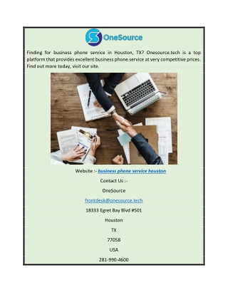 Business Phone Service Houston  Onesource.tech