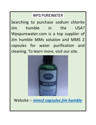 MMS2 Capsules Jim Humble  Wpspurewater.com