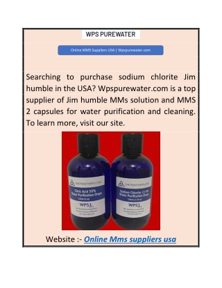 Online MMS Suppliers USA  Wpspurewater.com