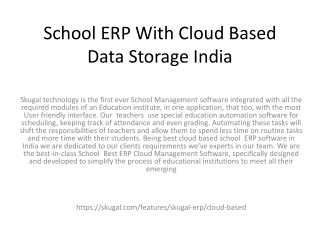 School ERP With Cloud Based Data Storage India