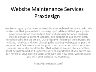 Website Maintenance Services Praxdesign