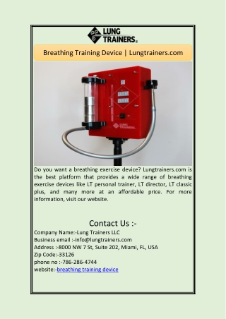 Breathing Training Device | Lungtrainers.com