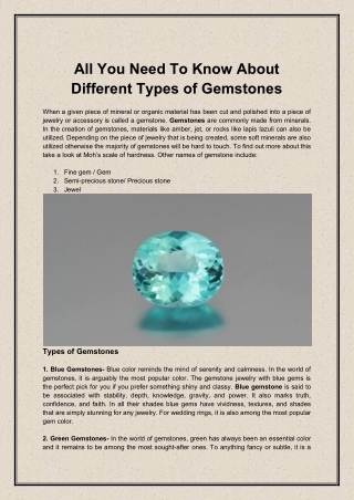 All You Need To Know About Different Types of Gemstones