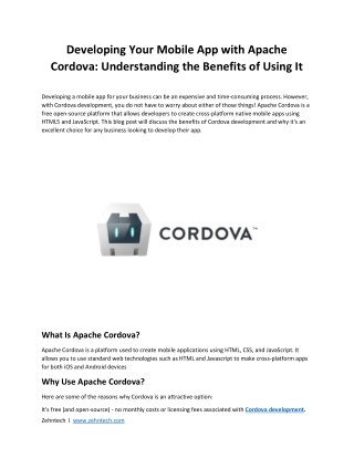 Developing Your Mobile App with Apache Cordova_Understanding the Benefits of Using It