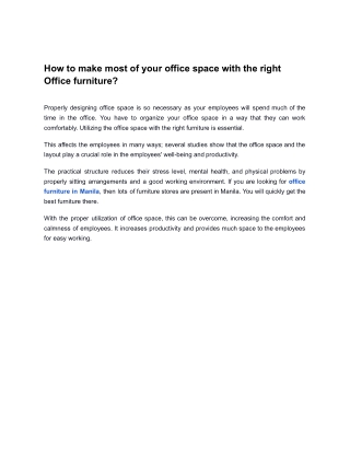 Purchase the best office furniture in Manila for your workspace
