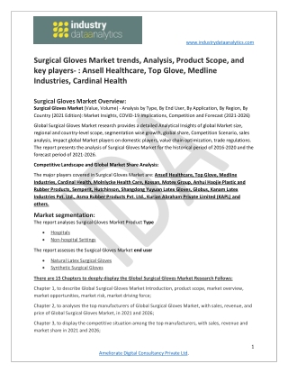Surgical Gloves Market Growth Rate 2021,trends,supply with regional Forecast