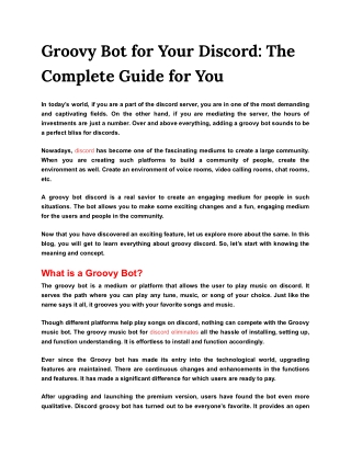 Groovy Bot for Your Discord: The Complete Guide for You