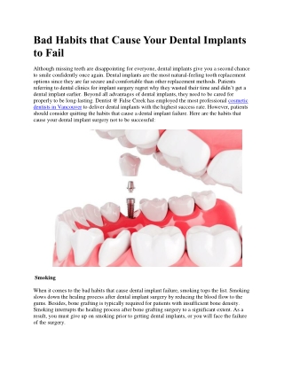 Bad Habits that Cause Your Dental Implants to Fail