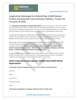 Longitudinal Submerged Arc Welded Pipe (LSAW) Market Report 2021
