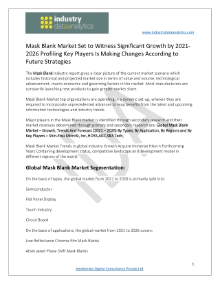 Mask Blank Market Future Growth and Opportunities