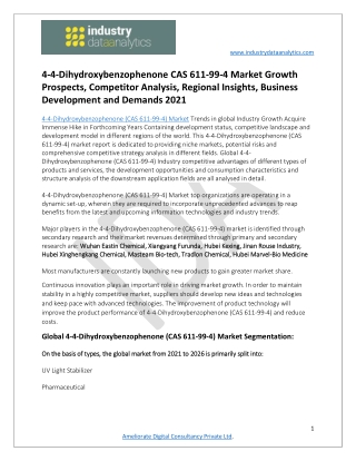 4-4-Dihydroxybenzophenone CAS 611-99-4 Market Advancement and Forecast 2021