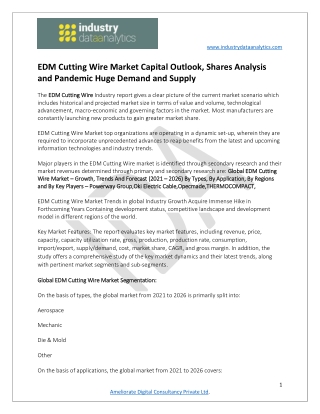 EDM Cutting Wire Market Trends and Future Growth 2021