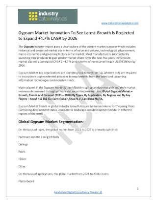 Gypsum Market Trends and  Business Opportunities