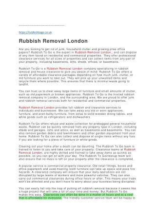 Rubbish Removal London