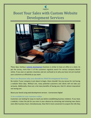 Boost Your Sales with Custom Website Development Services
