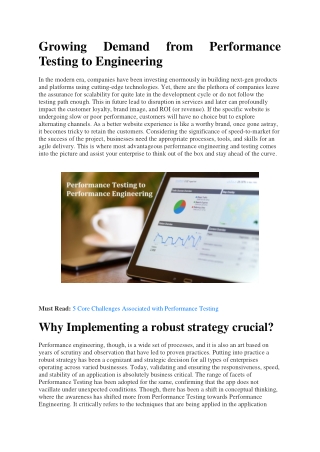 Growing Demand from Performance Testing to Engineering