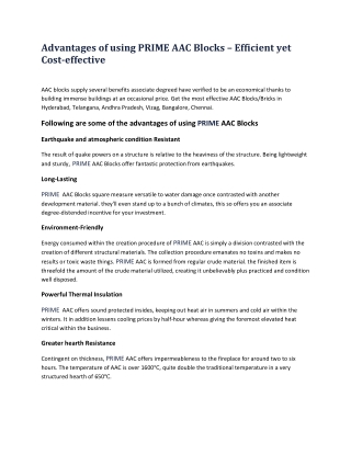 Advantages of using PRIME AAC Blocks – Efficient yet Cost-effective