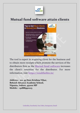 Mutual fund software attain clients