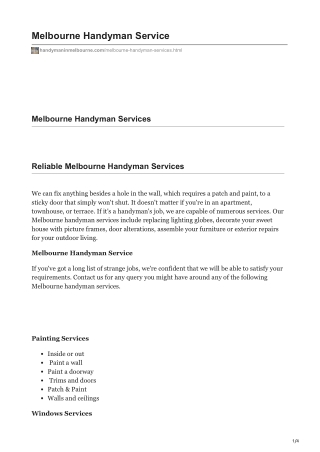 handymaninmelbourne.com-Melbourne Handyman Service