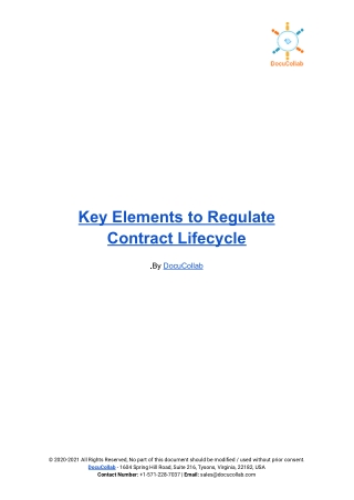 Key Elements to Regulate Contract Lifecycle