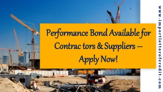 Performance Bond Providers – How to Get Performance Bond from Banks