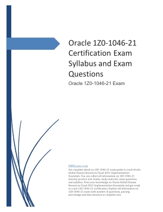 Oracle 1Z0-1046-21 Certification Exam Syllabus and Exam Questions