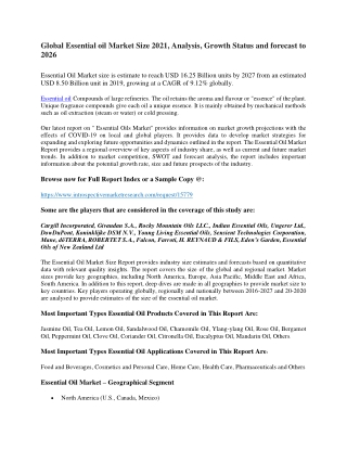 Global Essential Oil Market