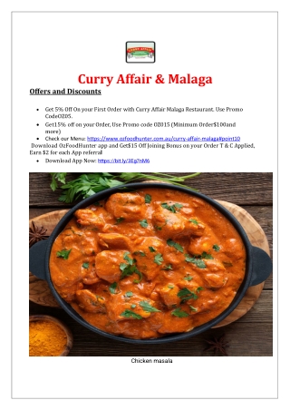 5% Off - Curry Affair Malaga Indian Restaurant Menu, WA