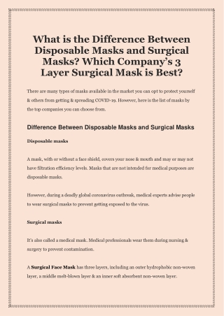 What is the Difference Between Disposable Masks and Surgical Masks