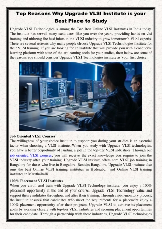 Top Reasons Why Upgrade VLSI Institute is your Best Place to Study (1)
