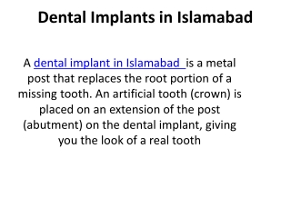 Dental Implants in Islamabad