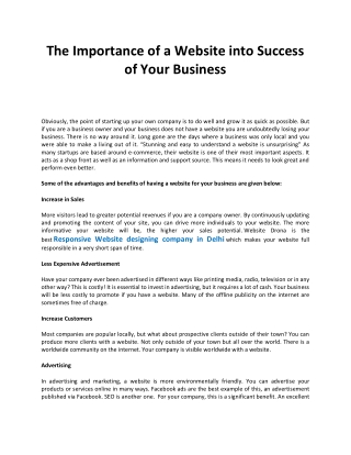 The Importance of a Website into Success of Your Business