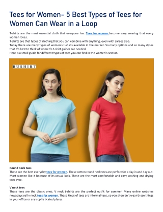Tees for Women- 5 Best Types of Tees for Women Can Wear in a Loop