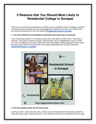5 Reasons that You Should Most Likely to Residential College in Delhi