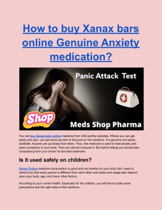 How to buy Xanax bars online genuine Anxiety medication