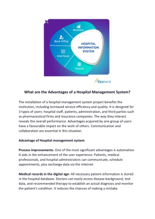 What are advantages of hospital management system.