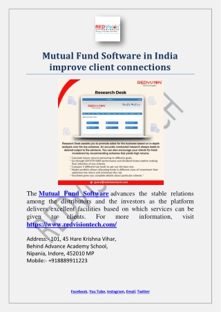 Mutual Fund Software in India improve client connections
