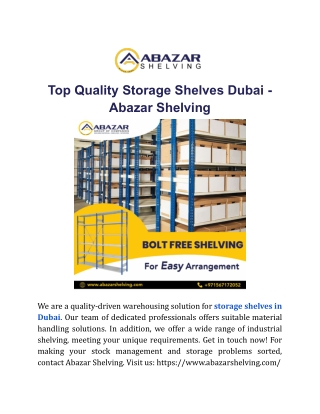 Top Quality Storage Shelves Dubai - Abazar Shelving